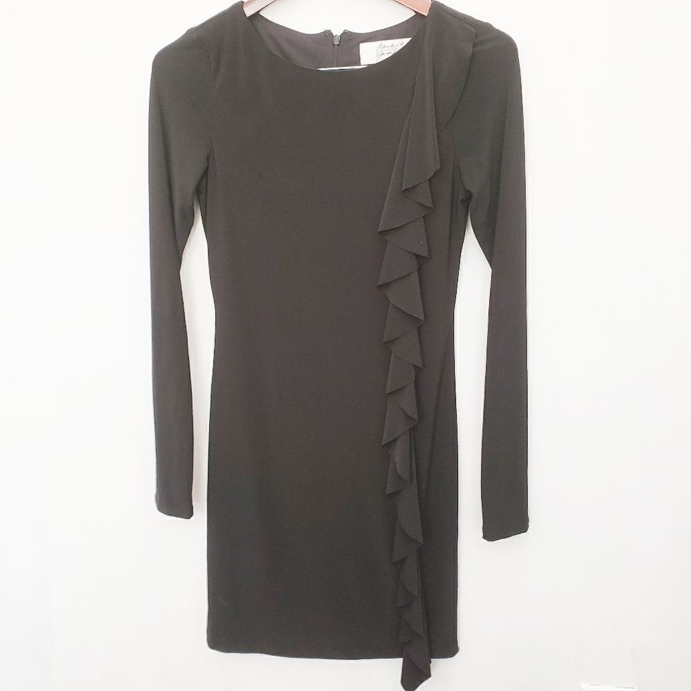 Badgley Mischka Cocktail Long Sleeve Black Dress S
